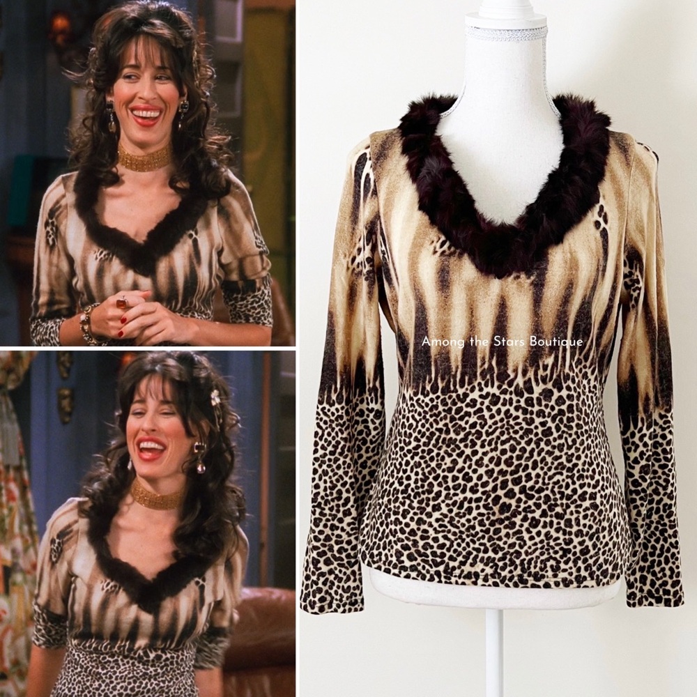Super Rare Y2K Vintage Animal Print + Faux Fur Top ASO Janice in Friends - Picture 3 of 12